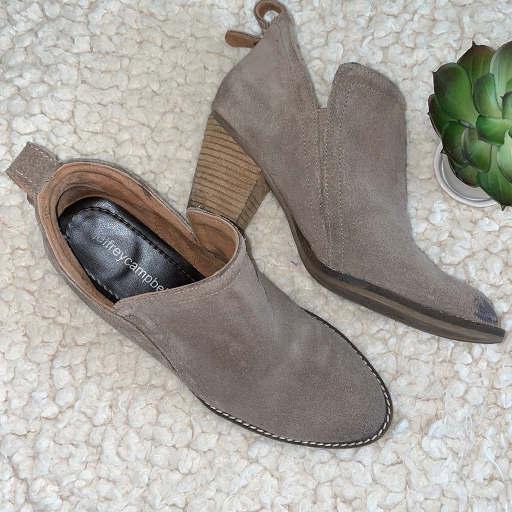 Jefferey Campbell Rosalee Taupe Suede Women’s Booties